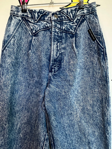 Rocky Mountain Acid Wash Jeans | 80s Western Cowboy Rodeo High Rise Denim S