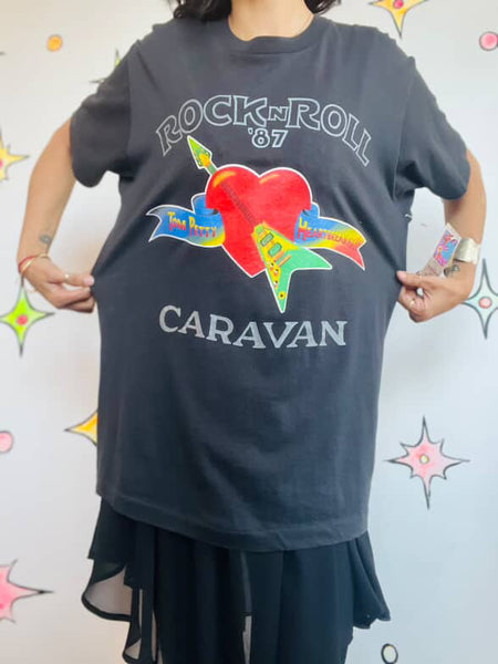 Vintage Tom Petty & The Heartbreakers Rock N Roll Caravan 1987 Tour T-Shirt - M