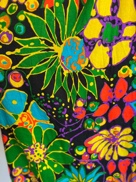 70s Psychedelic Floral Maxi Dress - Rainbow - Boho Fairy Grunge Witch - Small