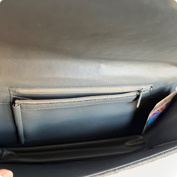 Vintage 80s Gray Red Black Snakeskin Leather Art Wear Bag Designer Handbag Purse