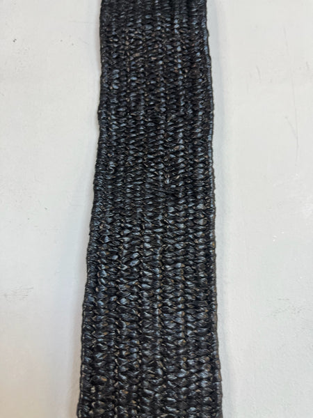 Vintage 1980s Black Woven Raffia Waist Cincher Belt – Whimsy Goth – One Size