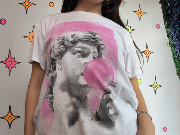 David Pop Art Graphic T-Shirt | Modern Art Museum Aesthetic Streetwear Tee M