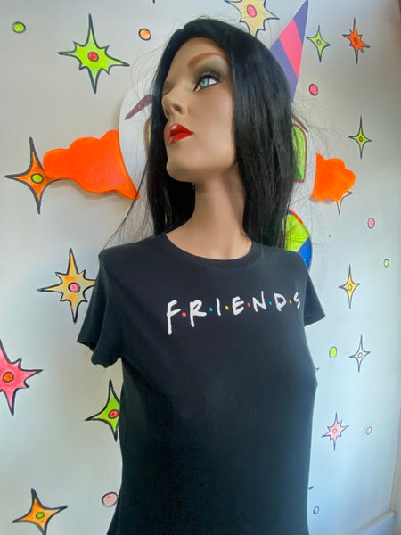 Vintage Friends TV Show Shirt 90s Graphic Baby Tee Black Retro Y2K Pop Culture