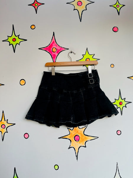 Y2K Black Pleated Mini Skort | Whimsy Goth Ultra Mini Grunge Fairy Core Size 6