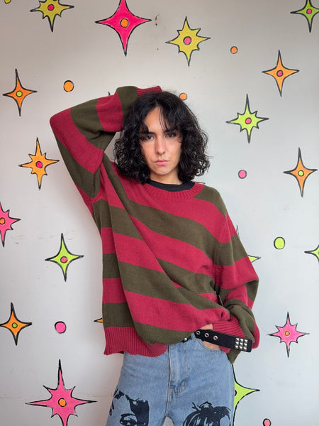 Vintage Freddy Krueger Sweater A Nightmare on Elm Street Horror Movie Knit XL+