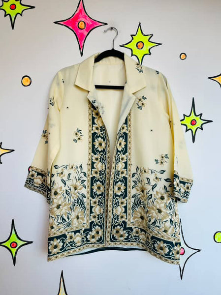 Vintage 70s Retro Floral Boho Grunge Blouse / Duster Jacket – Small/Medium