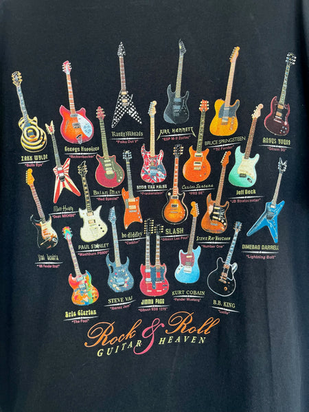 Vintage Black Rock N Roll Guitar Heaven Tee | Boho Grunge Band T Shirt | Size XL