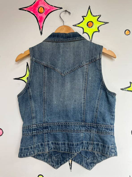 Vintage Y2K Denim Vest | Fairy Grunge Emo Indie Sleaze Layering Top | Size 10