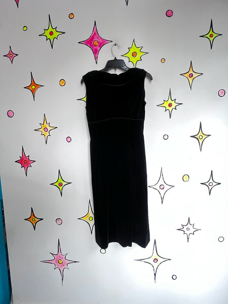 50s Black Velvet Dress | Pin Up Classic Vintage Goth Party Wiggle Glam Vixen XS