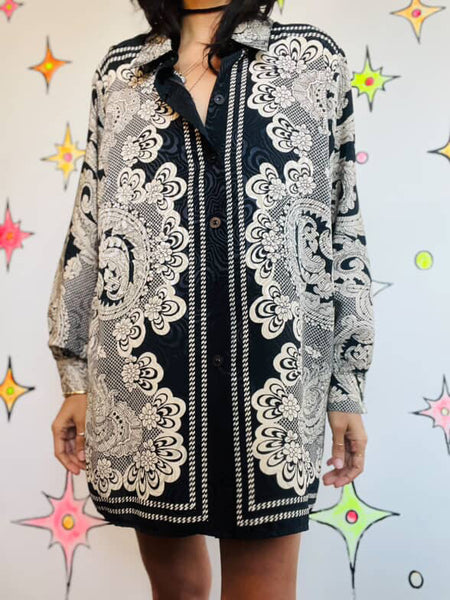 Vintage 80s Paisley Boho Fairy Grunge Whimsy Goth Flowy Blouse – XL+ Howard Wolf