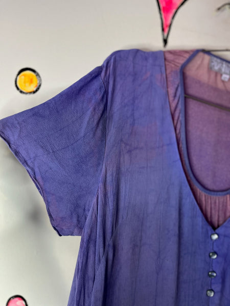 Vintage 90s Lilac Witchy Boho Maxi Dress - Fairy Grunge Revival - Side Slit - 12