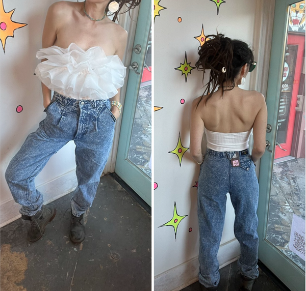 Rocky Mountain Acid Wash Jeans | 80s Western Cowboy Rodeo High Rise Denim S