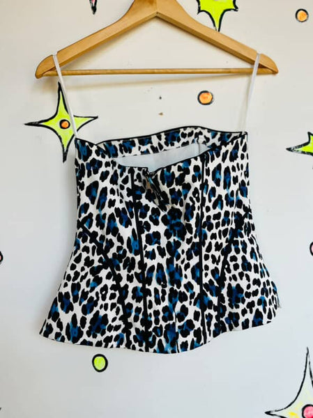 Y2K Leopard Print Corset Bustier Top | Fairy Grunge Emo Indie Sleaze | Size 2
