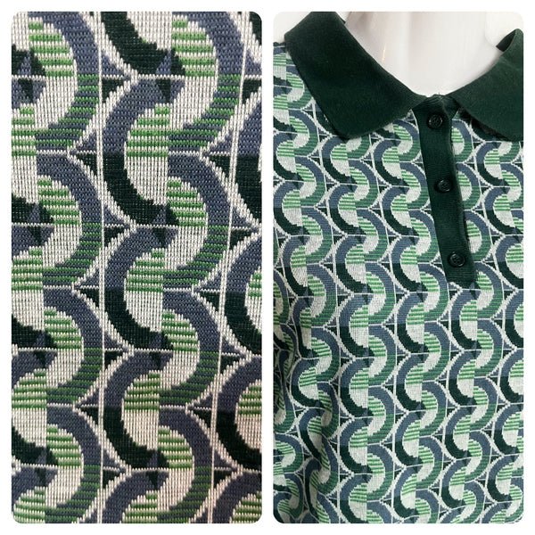 Vintage 70s | Groovy Green Retro Disco Collar Shirt | Medium