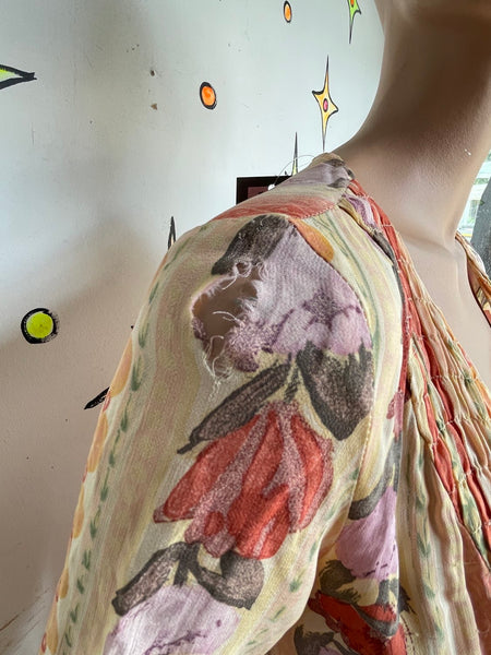 Vintage 90s Lightweight Boho Whimsy Grunge Western Folk Artisan Midi Dress S