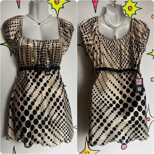 Vintage Y2K | Polka Dot Fairy Cyber Grunge Indie Sleaze Belted Top Mini Dress L