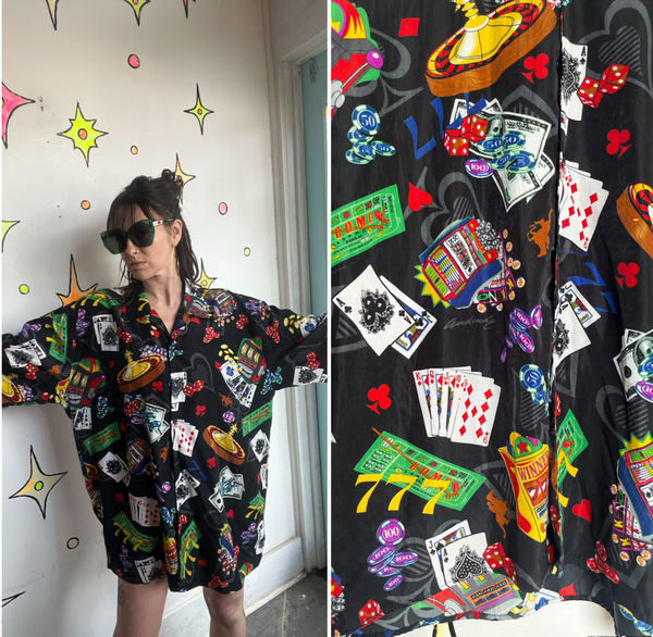 Vegas Novelty Souvenir Party Vacation Shirt Casino Gambling Slot Machines XL+