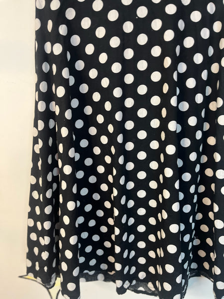 Vintage Retro 50s Style Black & White Polka Dot Halter Fit & Flare Swing Dress | L
