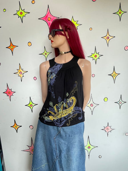 Y2K Paisley Tee Tattoo Print Whimsigoth Fairy Grunge Earthy Boho M
