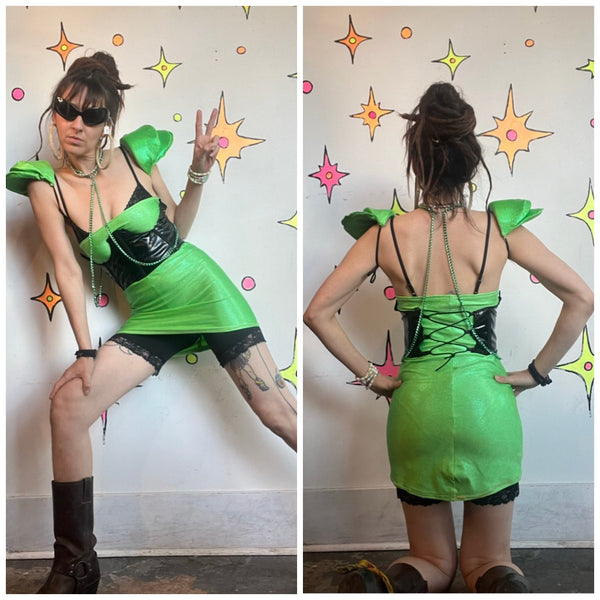 Alien Costume Set | Space Babe Sci-Fi Corset Dress Halloween Costume M