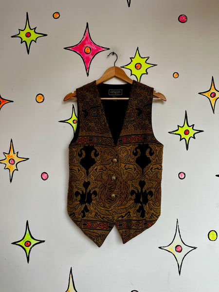 Vintage 90s Brocade Steampunk Fairy Grunge Tapestry Vest - M