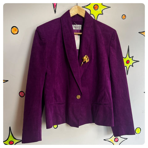 Vintage 70s | Purple Ultra Suede Retro Grunge Fairy Emo Blazer Jacket | Size M L