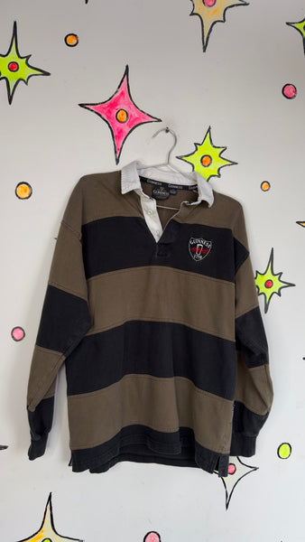 Guinness Striped Rugby Shirt ' Quarter Button Up Irish Pub Streetwear Jersey L