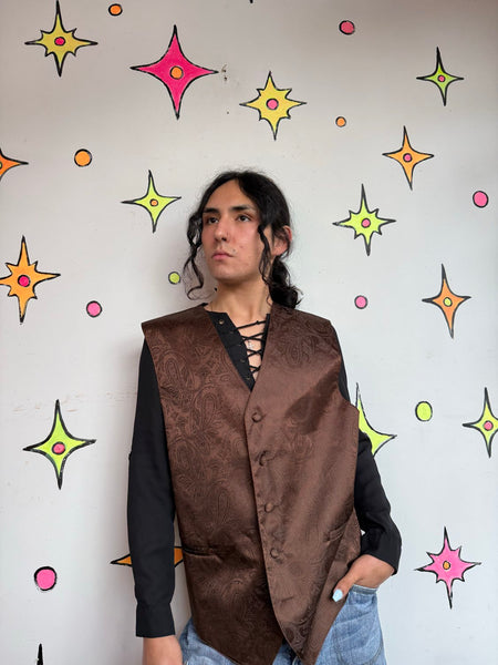 Romantic Steampunk Brown Paisley Suit Vest Dark Academia Dandy L