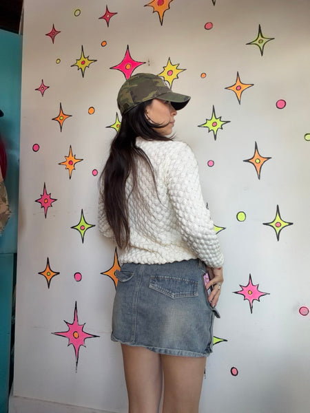 Y2K Denim Utility Mini Skirt - Cyber Grunge Mall Goth Indie Sleaze Alt Girl M