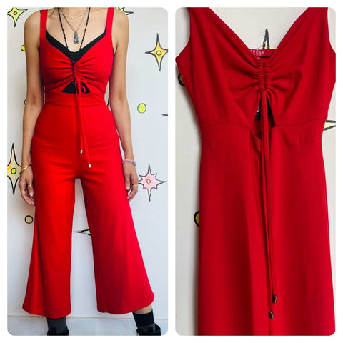 90s Y2K GUESS Cherry Red Devil Costume Jumpsuit - Flared - Boho Grunge Babe - XS