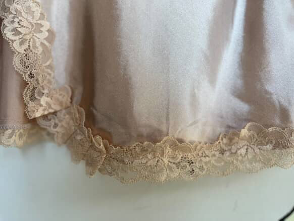 Vintage 90s Y2K Blush Pink Satin Lace Fairy Grunge Princess Mini Slip Dress M