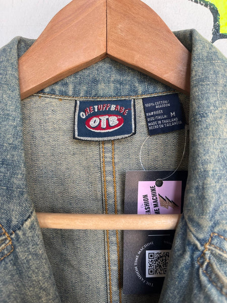 Vintage 2000s Utility Denim Trench Coat - 90s/00s Biker Western Grunge - Size M