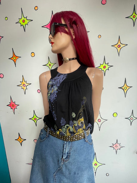 Y2K Paisley Tee Tattoo Print Whimsigoth Fairy Grunge Earthy Boho M