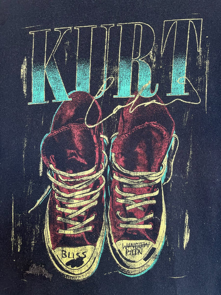 Vintage 90s Nirvana Kurt Cobain Grunge Band Tee | Y2K Black Concert T Shirt | XL