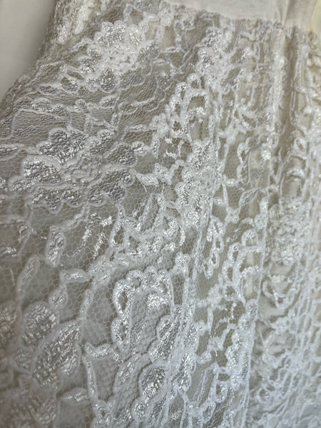 Vintage 80s White Lace Poofy Party Dress | Coquette Tulle Mini Dress Size Small
