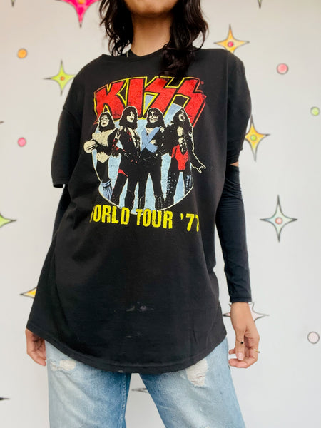 Vintage Black KISS Band T Shirt - Concert Tour Tee Grunge Rock Cotton Large
