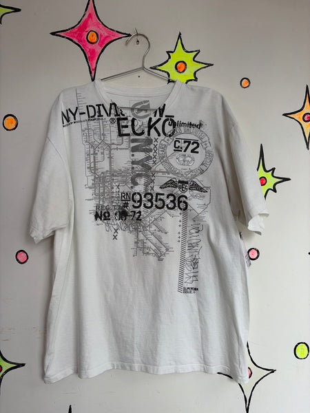 Y2K Ecko Graphic Tee Streetwear T-Shirt Skater Grunge Graffiti Print XL+