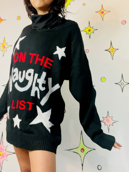 Vintage Y2K Naughty List Tacky Ugly Christmas Sweater – Holiday Party – XXL+