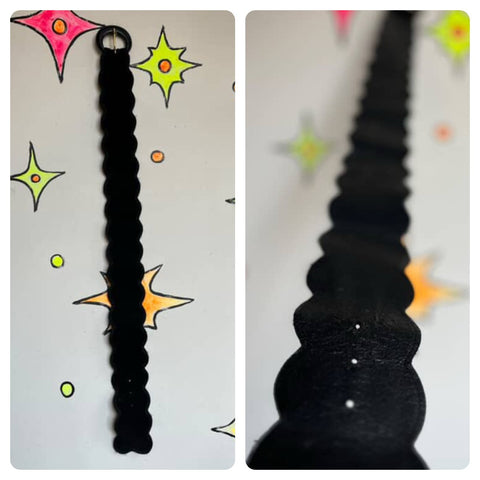 Vintage Saint Laurent Black Suede Scalloped Waist Belt – Made in France – Size 4