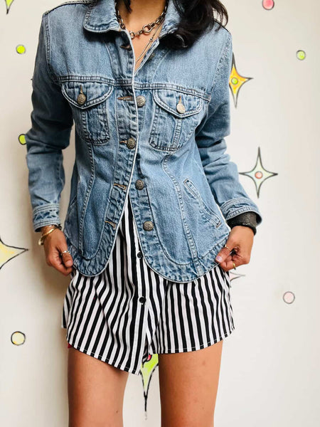Y2K Fairy Grunge Indie Sleaze Denim Jacket – 100% Cotton - Size M