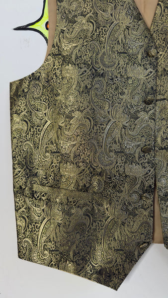 Gold Paisley Vest | Romantic Goth Victorian Revival Steampunk Waistcoat S