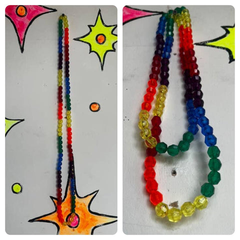 Vintage 60s 70s Costume Jewelry | Boho Rainbow Groovy Multicolor Beads Necklace