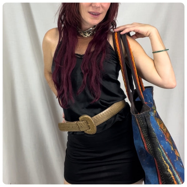 80s Vintage | Tan Snakeskin Leather Belt | M/L | Real Snakeskin Belt
