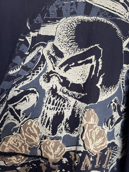 Vintage Y2K Black Mall Goth Grunge Fairy Tattoo Print Affliction Style Hoodie XL+