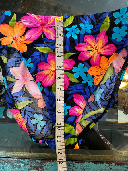 90s Catalina Hawaiian Bikini Bottoms High Cut Floral Swimsuit Y2K Beachwear M