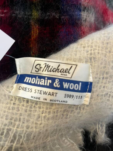 Vintage Oversized Mohair Wool Tartan Scarf | Punk Emo Grunge Plaid Wrap