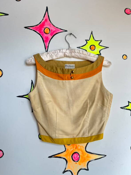 1950s 1960s Striped Crop Top – Gidget Mod Retro Pin-Up – XS Petite