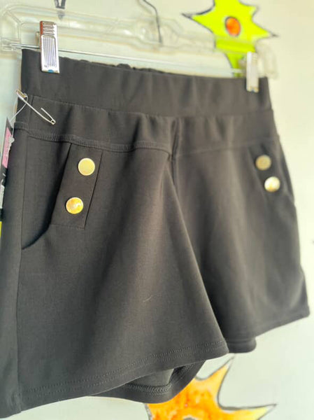Y2K Black Sailor Shorts with Gold Buttons – Pirate Boho Grunge Goth – Size 2