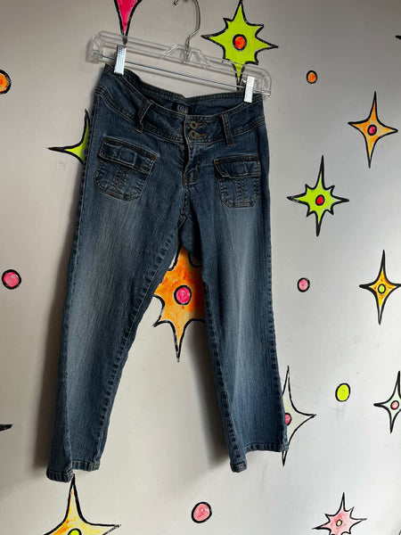 Vintage Y2K Stretch Denim Capri Pants | Low Rise Jeans | Fairy Grunge | Size 5