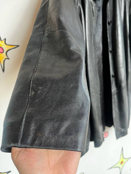 Vintage 80s 90s Black Leather Trench Coat – Goth Grunge Matrix Style – Size M